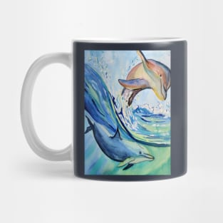 Dolphins, sea life in watercolour pattern illustration Mug